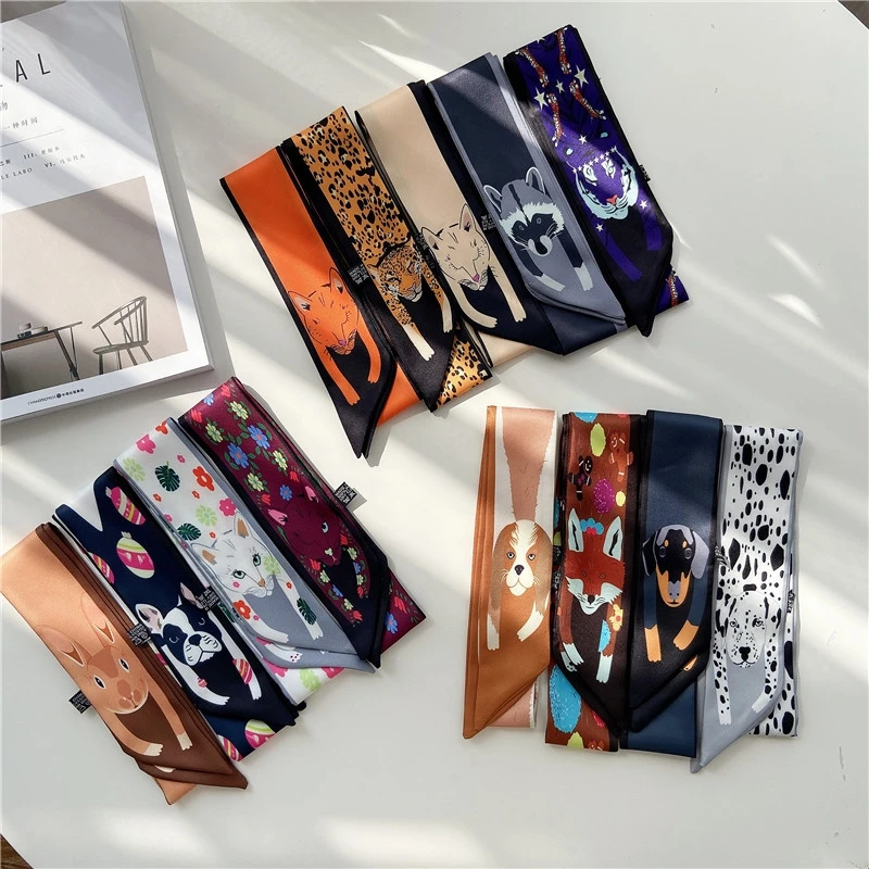 

Женский шелковый шарф с принтом животных, в европейском и американском стиле