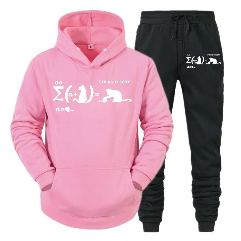 thumbnail image 1 of Conjunto de ropa deportiva para hombre con estampado de gato y mecánica cuántica, sudadera con capucha y pantalones deportivos divertidos, conjunto para correr en la calle, 1 of 5