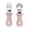 Baby Cartoon Tableware Set Children Utensil Stainless Steel Toddler Dinnerware Cutlery Cartoon Infant Food Feeding Spoon Fork 5