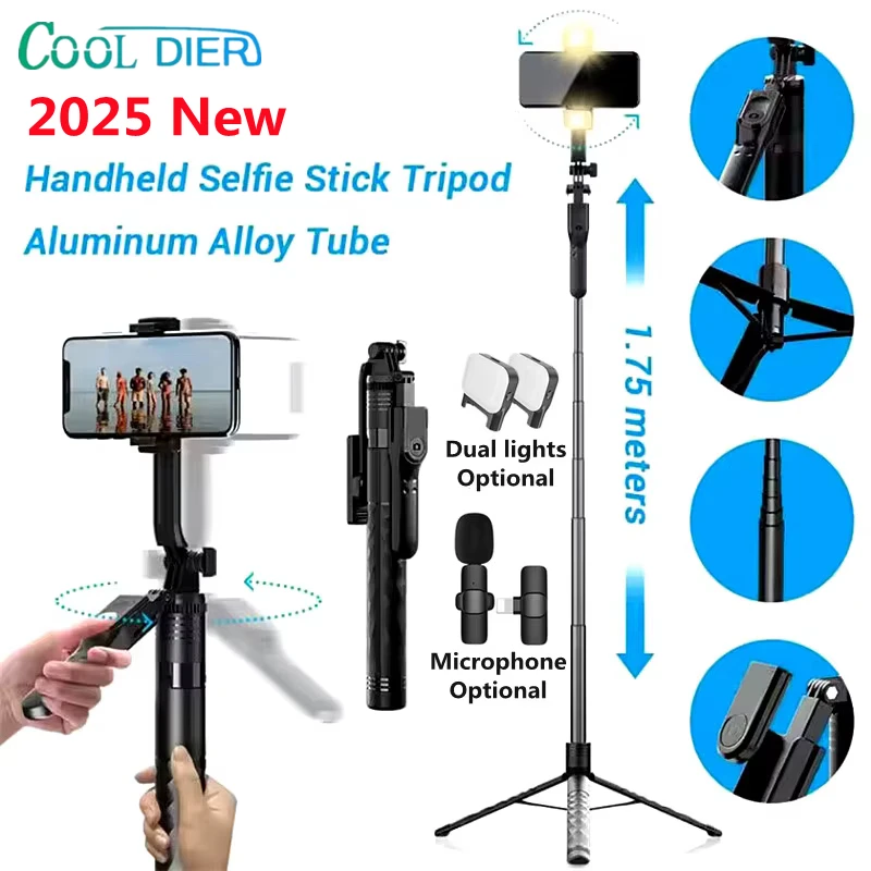 COOL DIER New 1.7M Wireless Selfie Stick Tripod Foldable Stand For Gopro Action Cameras Smartphones Balance Steady Shooting Live 1