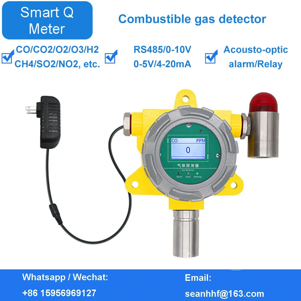 

Combustible gas transmitter sensor relay output acousto-optic alarm RS485 4-20MA 0-5V 0-10V For O2 NH3 CO H2 CH4 CO2 SO2 NO2 H2S