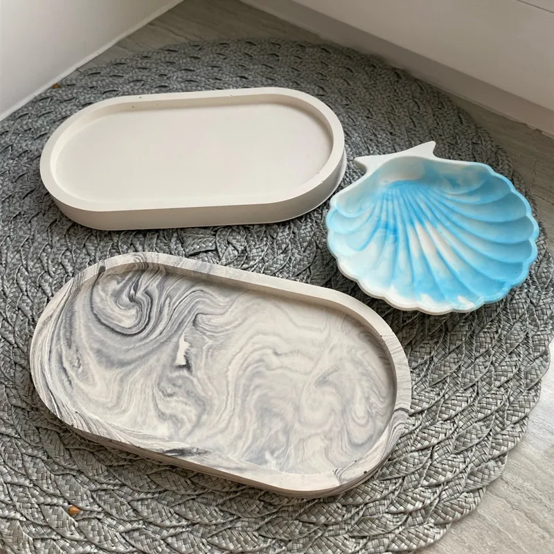 DIY Coaster Mold Oval Storage Tray Silicone Mold Flexible Silicone Tray Epoxy Resin Casting Plaster silicone mold