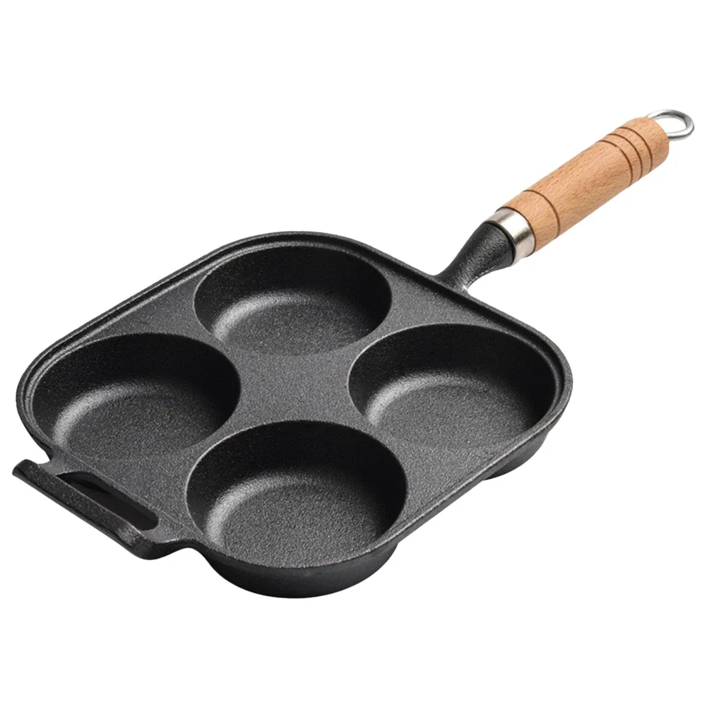 4 Hole Cast Iron Omelet Pan Heart-Shaped Non-Stick Breakfast Egg Pan Breakfast Grill Cooking Pot Egg Frying Pancake