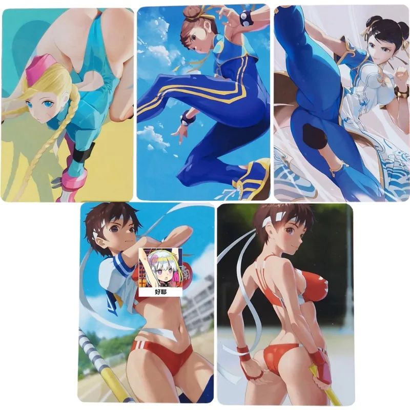 

5Pcs/set Street Fighter Chun-Li Texture Flash Card Cammy White ACG Kawaii Classic Anime Game Collection Cards Gift Toys