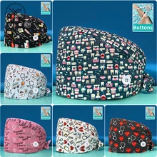 Beauty Agency Wholesale Price High Quality Unisex Outdoor Dustproof Breathable Pure Cotton Printing Hat Cartoon Nursing Work Cap