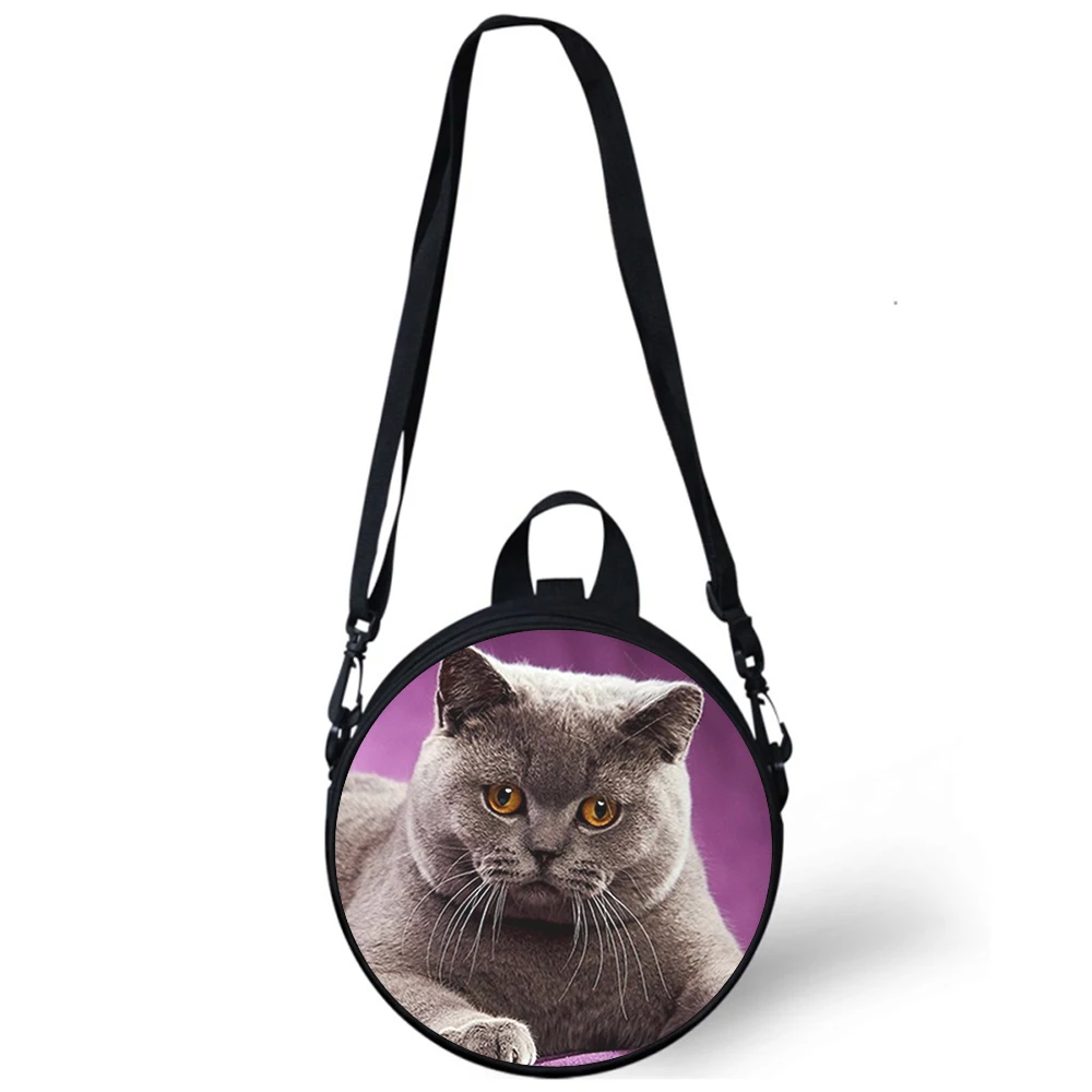 

British shorthair cat Child kindergarten Bag 3D Print Crossbody Shoulder Bags For School Women Mini Round Bagpacks Rugtas Bag