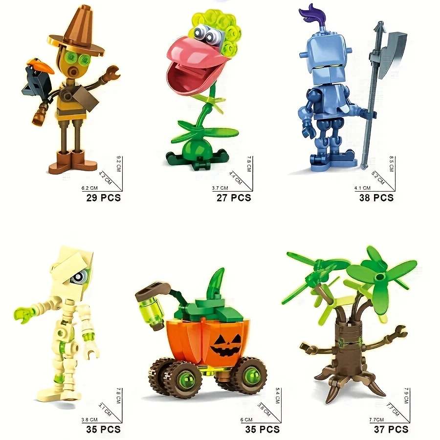 Halloween micro particle building blocks desktop decoration, self-assembly, haunted house model decoration toys, 12 styles a set