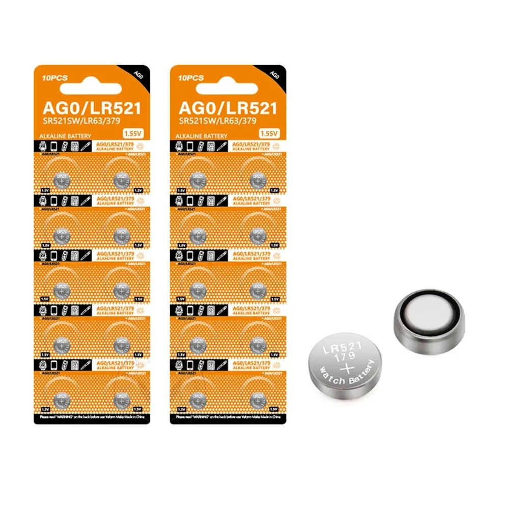 

2PCS-50PCS LR521 AG0 379 Button Batteries SR521SW 379A 1.5V Alkaline Coin Cell 179 D379 SR63 Silver OxideWatch Battery