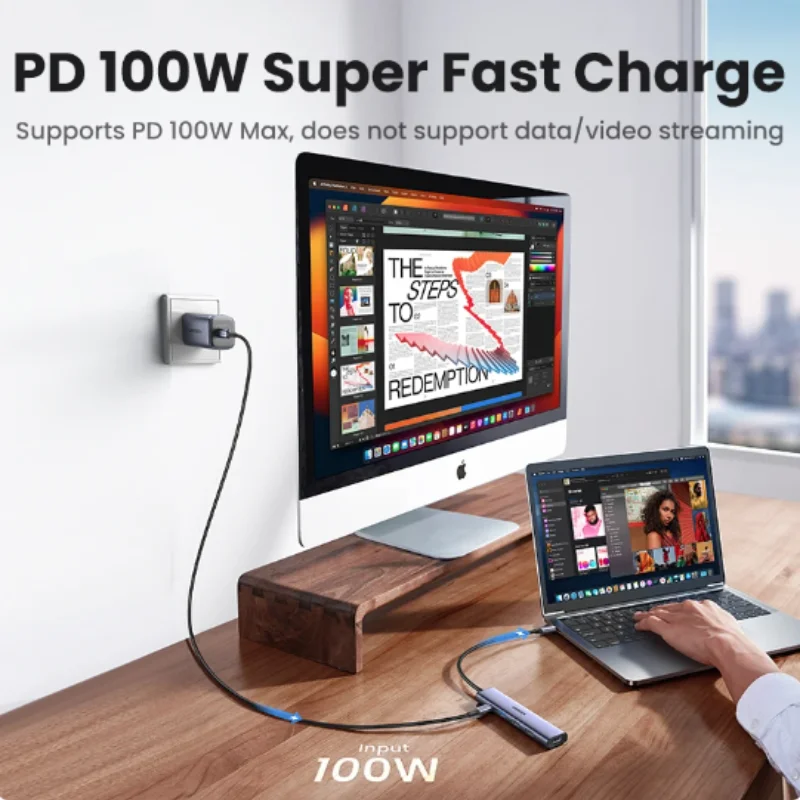 UGREEN 5 in 1 USB C Hub 4K HDMI USB HUB 100W Multiport Adapter for MacBook Pro/Air, iPad Pro, iMac, iPhone 15 Pro/Pro Max, XPS 4