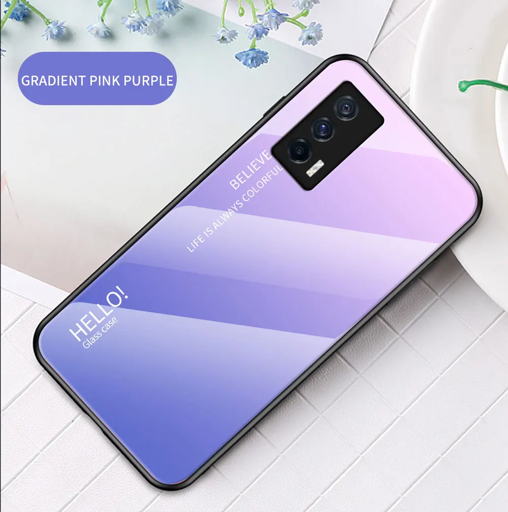 IQOO 9 Pro Case DECLAREYAO Capa de vidro rígido para VIVO IQOO 8 7 5 Pro Neo 6 3 Capa Moldura de silicone Ultra Slim Vidro temperado_voghion.com