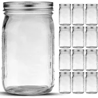 32 oz, 12 Pack Quart Mason Jars With Wide Mouth Lids, Glass Jars for Canning, Food Storage, Meal Prep, DIY Projects etc. 1