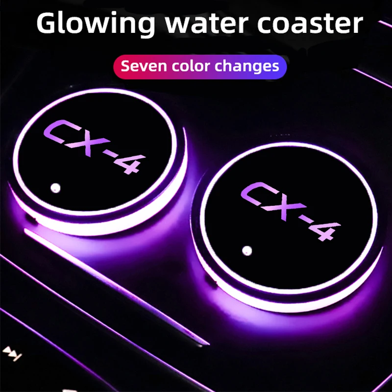 Portabevande Multicolori Per Mazda Cx-4 Sottobicchiere D'Acqua Intelligente Luminoso Per Auto Usb Power Atmosphere Light Decor Cup Slot Mat