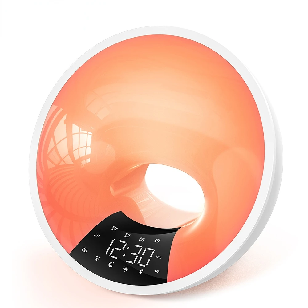 

SZXUBEI Alarm Clock Tuya Smart Sunrise Alarm Clcok Sunrise/Sunset Simulation With FM Radion Blutooth Alarm USB Output for kids