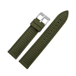 Sport Waterproof Silicone Watch Strap - Breathable & Quick Release Bracelet Band - 22mm (Army green S)