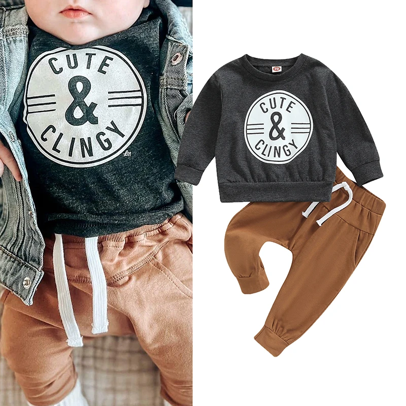 

1 2 3 Years Winter Warm Baby Girls Clothing Set Letters Suit For Kids Toddler Boy Children Clothes