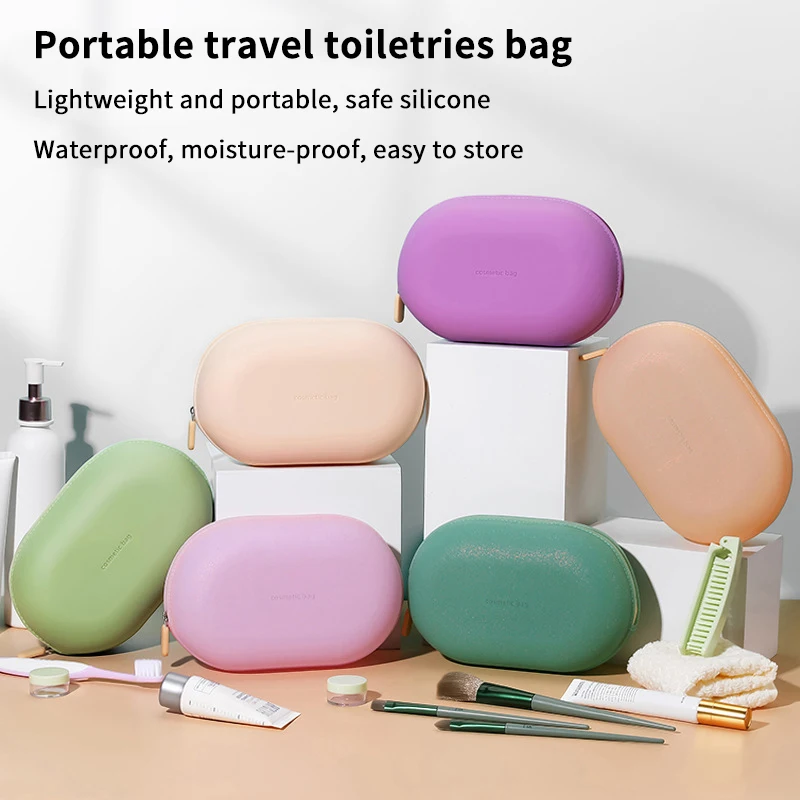Z. Portable Large Capacity Silicone Cosmetic Bag Waterproof Soft Cosmetic Storage Bag Moisture-proof Wash Bag For Home Travel