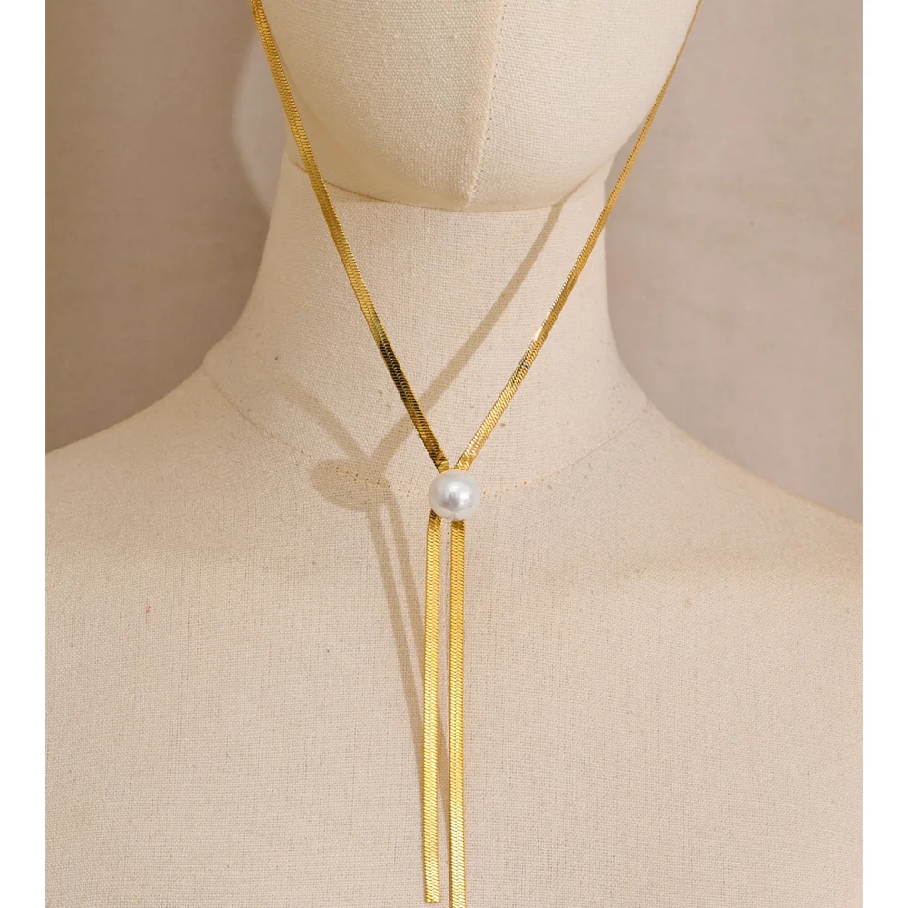 Yhpup Necklace Stainless Steel Pearls