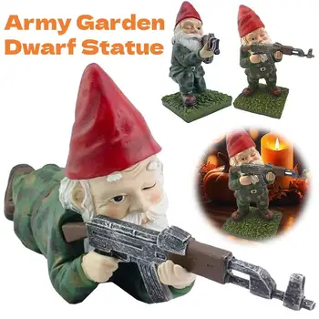 Creative Army Dwarf Statue Garden Decoration Synthetic Resin Gnome Interior Outdoor Ornament Household Handicraft Decoration