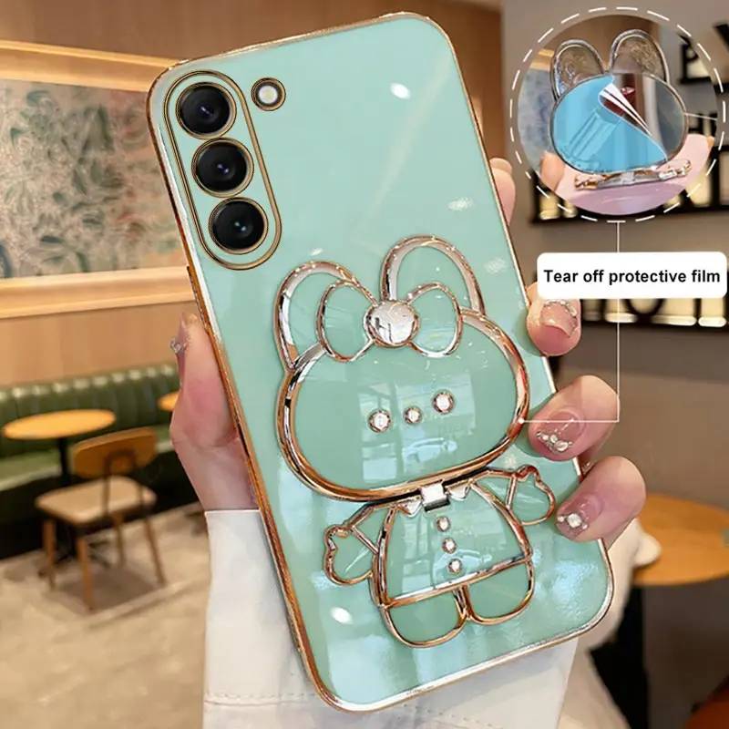thumbnail image 1 of Mirror Plating Phone Holder Case For Samsung Galaxy S23 S20 S22 S21 S10 S9 S8 Note 10 20 8 9 Plus Ultra 5G S20 Fe Stand Cover, 1 of 5