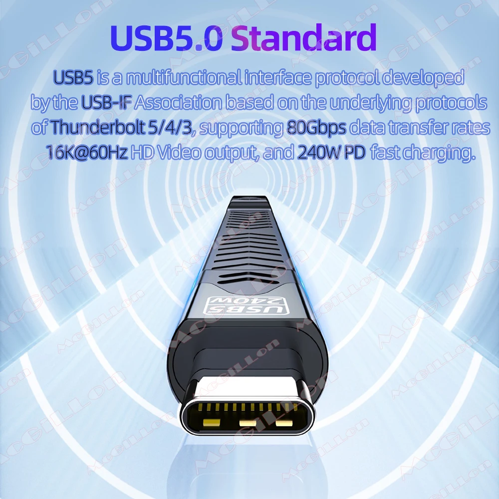 High-Speed USB-C to C Data Transfer Cable - 80Gbps, 240W Fast Charging, 16K Video Support
