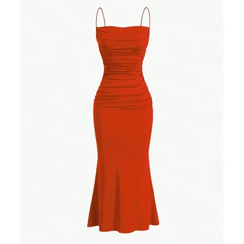 فساتين حفلات نسائية ماكسي بحمالات رفيعة أنيقة وفساتين صيفية متعددة الألوان 12