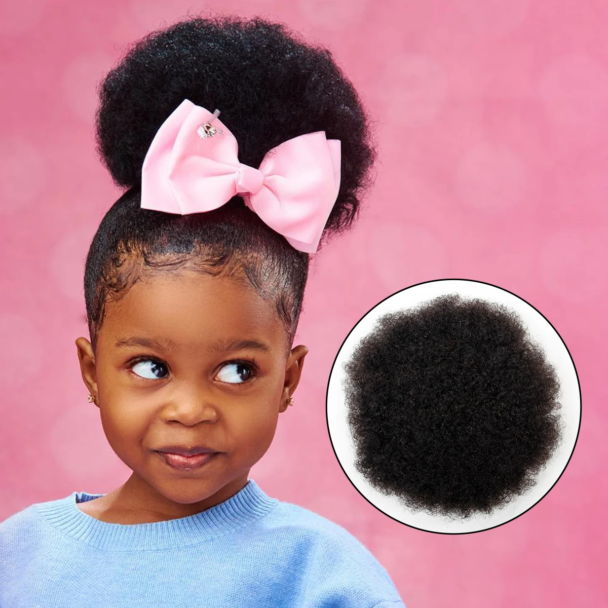 High Puff Afro Curly Ponytail Drawstring Short Clip In 4-8 Inches Natural Color Machine Made Remy Afro Kinky Pony Tail