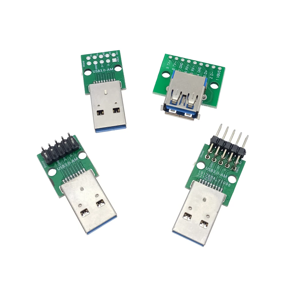 

USB 3.0 Male Female Welding line Test Adapter plate Connector Interface To 9 Solder Joints DIP 2.54 PCB Board Connecting Plate