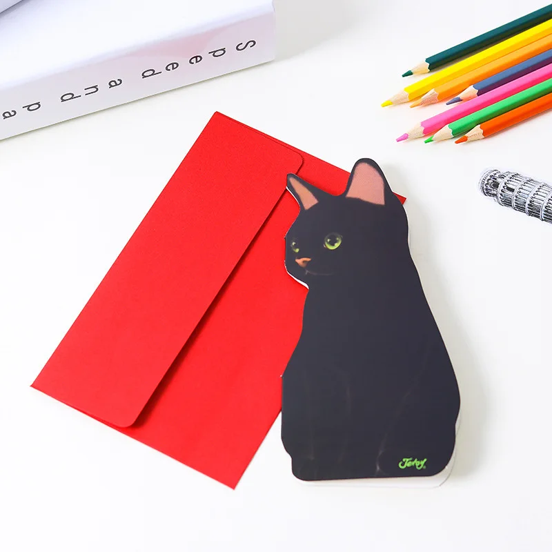 Greeting Cards 3D Cats Postcards New Year Party Greeting Card Gift Folding Greeting Card Birthday Wedding Invitation Cards
