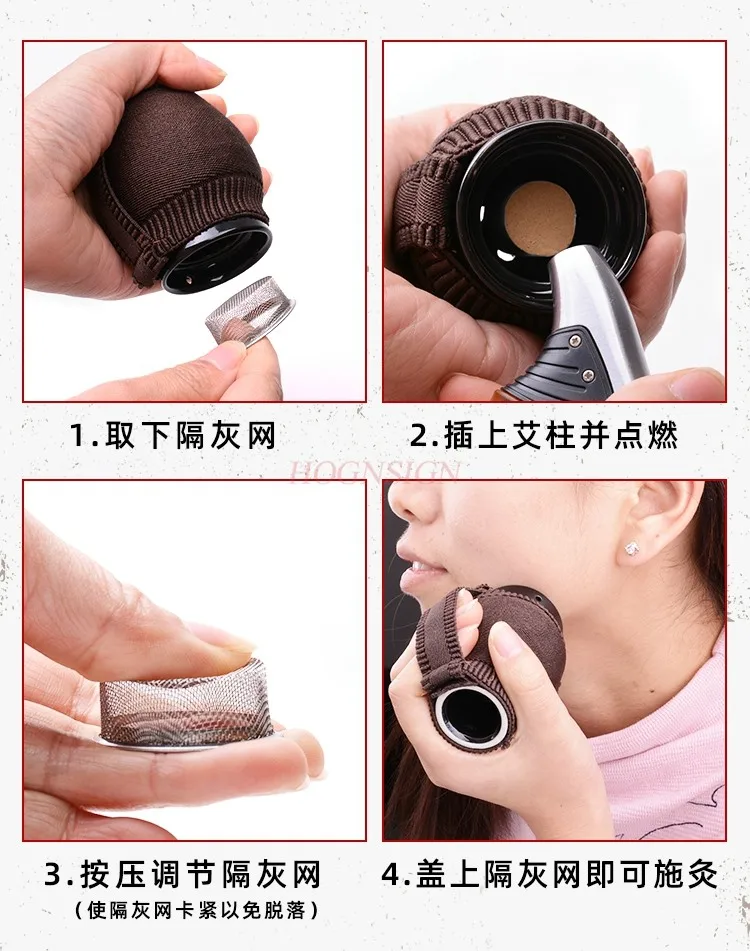 Small moxibustion pot ceramic face peach blossom moxibustion eye lymph ear box face beauty salon instrument