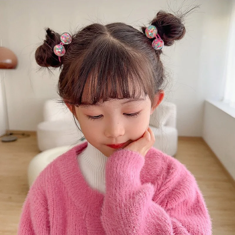 2pcs/set Baby Ball Rubber Bands Girls Cute Cartoon Fruit Elasticity Hair Bands Children Lovely Scrunchies Kid Hair Accessories