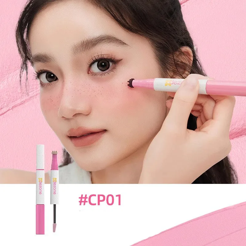 Dezone 2 in 1 Freakle Pen Innovation Debut Freakle Blush Exclusive Freckle Head Face Check Makeup Too Effect Natural Waterproof