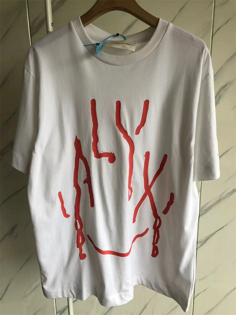 

New 1017 ALYX 9SM Tee Men Women Red Printed Logo Alyx Tee Tops Short Sleeve Goth