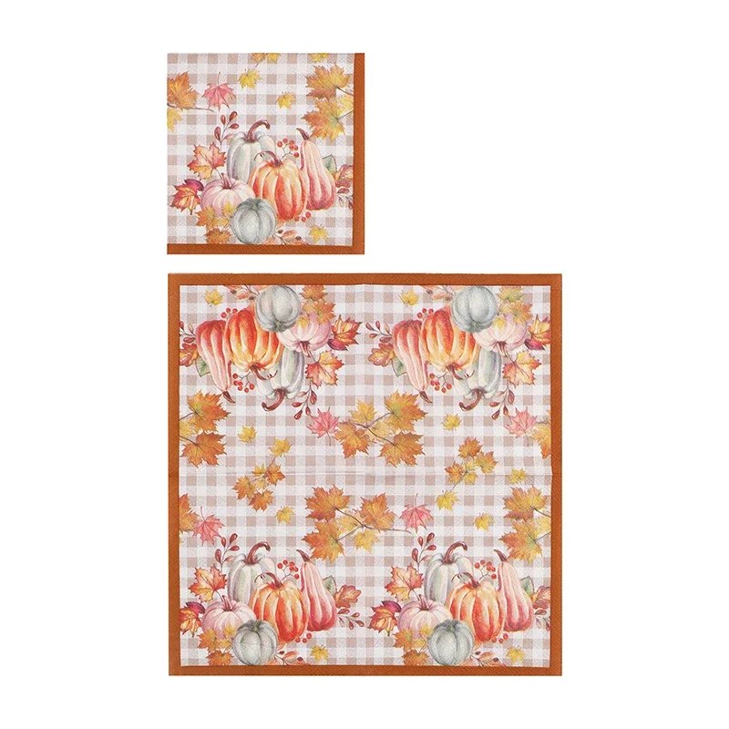 25*25cm 2-Ply Pumpkin Maple Colourful Napkins Thanksgiving Party Supplies Paper Dinner Plate Napkins Butterfly Bart Paper