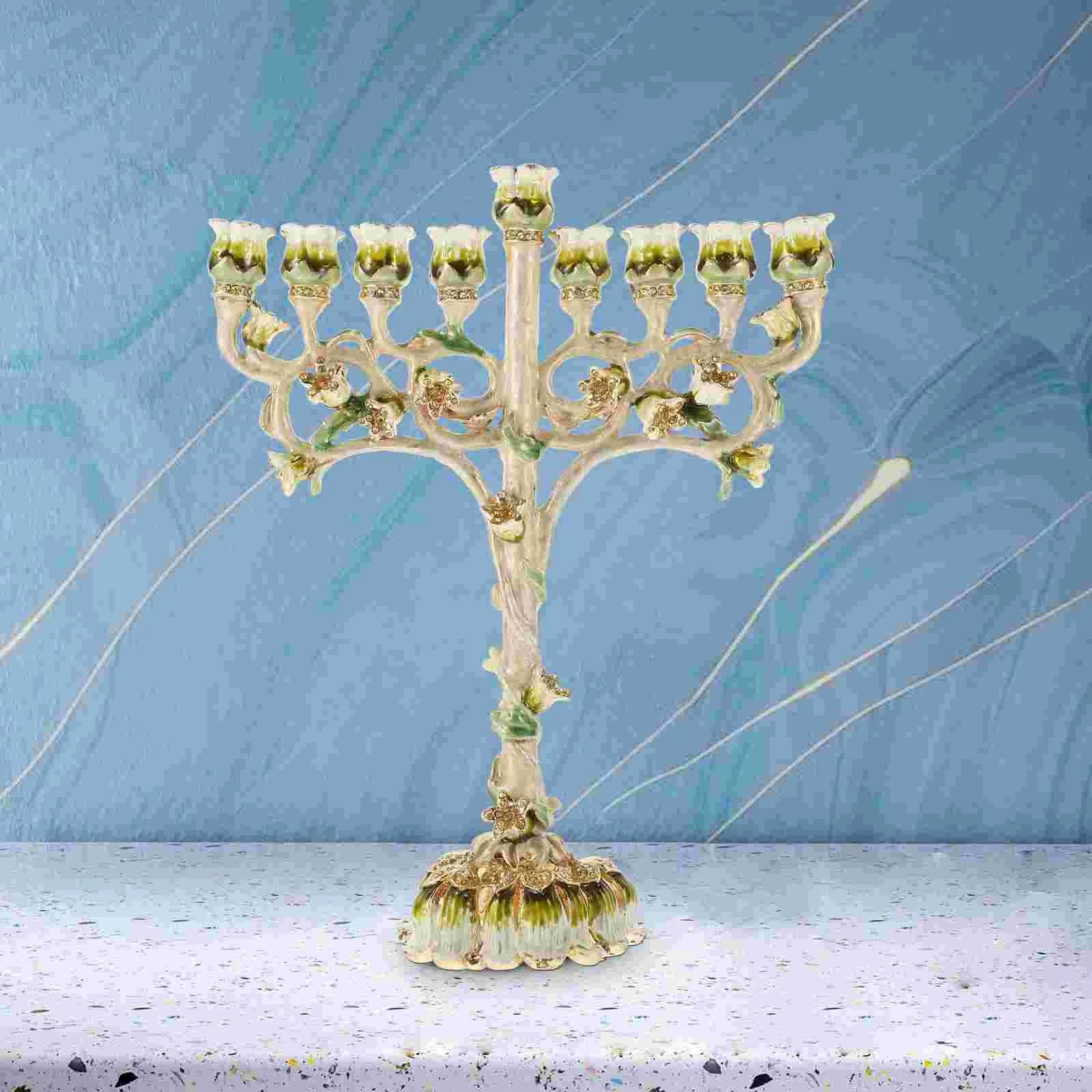 

Hanukkah Candle Holder Jewish Branches Candlestick Holder Retro Decorative Hanukkah Jewish Nine Head Tree Candlestick