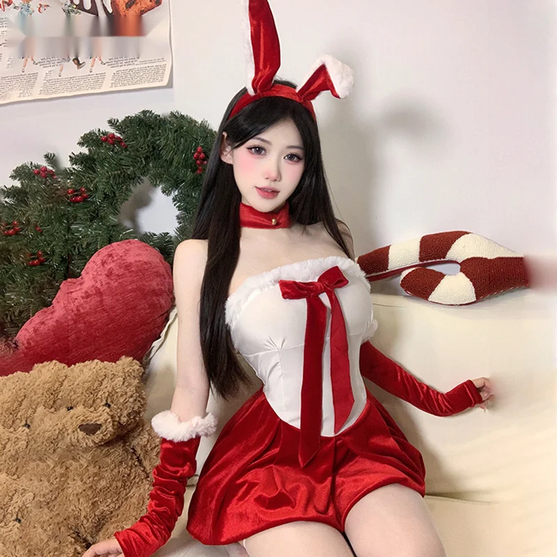 Ziqu, catifea aurie, Crăciun, sexy, iepure, fată, joc de rol, celebritate de internet, rochie de Anul Nou, rochie de spectacol pe scenă_voghion.com