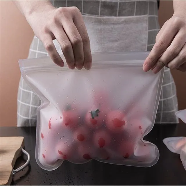1Pc Újrafelhasználható Szilikon Élelmiszer -Tároló Táska Álljon Fel Cipzáras Szivárgásálló Tartályok Friss Ételtároló - Image 4