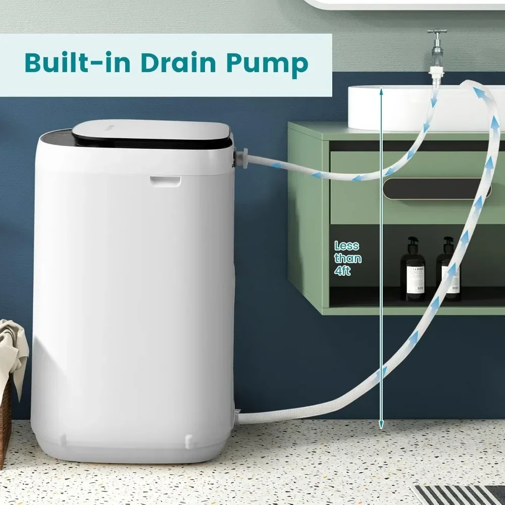 Portable Washing Machine, 7.7 Lbs 10 Preset Programs 3 Water Levels, Washer and Spinner Combo, 0.78 Cu.ft Full Automatic Laundry 3