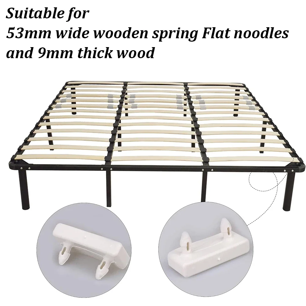 10PCS White Plastic Bed Slat Cover Replacement Center/End Caps for Holding Securing Furniture Frame 53mm&times;9mm (Inside Dimension) furniture frame bed slats connectors