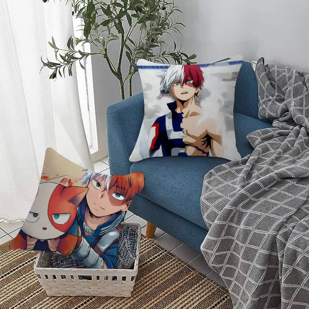 Anime M-My H-Hero Academia Shoto Todoroki 쿠션 커버 자동차 소파 자동차 크리스마스 선물용 베개 케이스