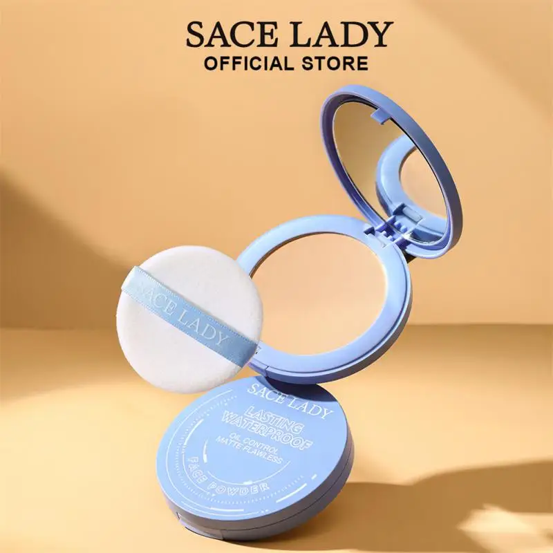 Pressed Powder SACE LADY Face Setting Powder Full Coverage Cushion Pressed Powder Long Lasting Waterproof Concealer Makeup Cosmetics Make Up pressed powder foundation,setting powder,concealer powder,face powder,compact powder