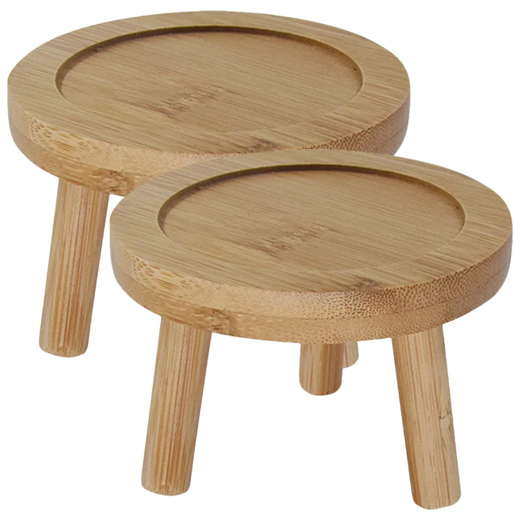

2 Pcs Flower Pot Base Plant Saucer Tray Planter Plants Indoor Desktop Cactus Succulent Bamboo Flowerpot Pots