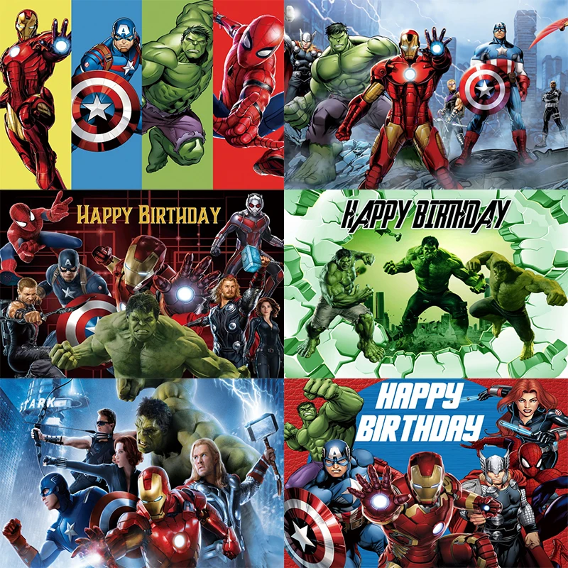 Avengers Sfondo Iron Man Hulk Captain Boy Happy Birthday Party Baby Shower 1A Fotografia Sfondo Foto Banner Decorazione