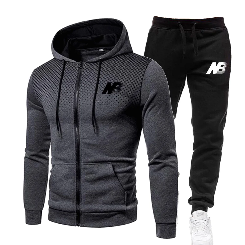 Sports Suit Tracksuit Set Sports Set Outdoor Suit Set Men Sports Suits Fashion Zipper Jackets Pants Sets Spring Autumn Fleece Hoodies Sweatpants Outdoor Fitness Workout Sportswear
