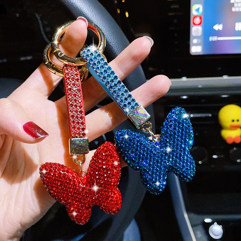 Exquisite diamond butterfly keychain with diamond inlay, cute and fashionable, exquisite keychain bag, pendant, car pendant 2