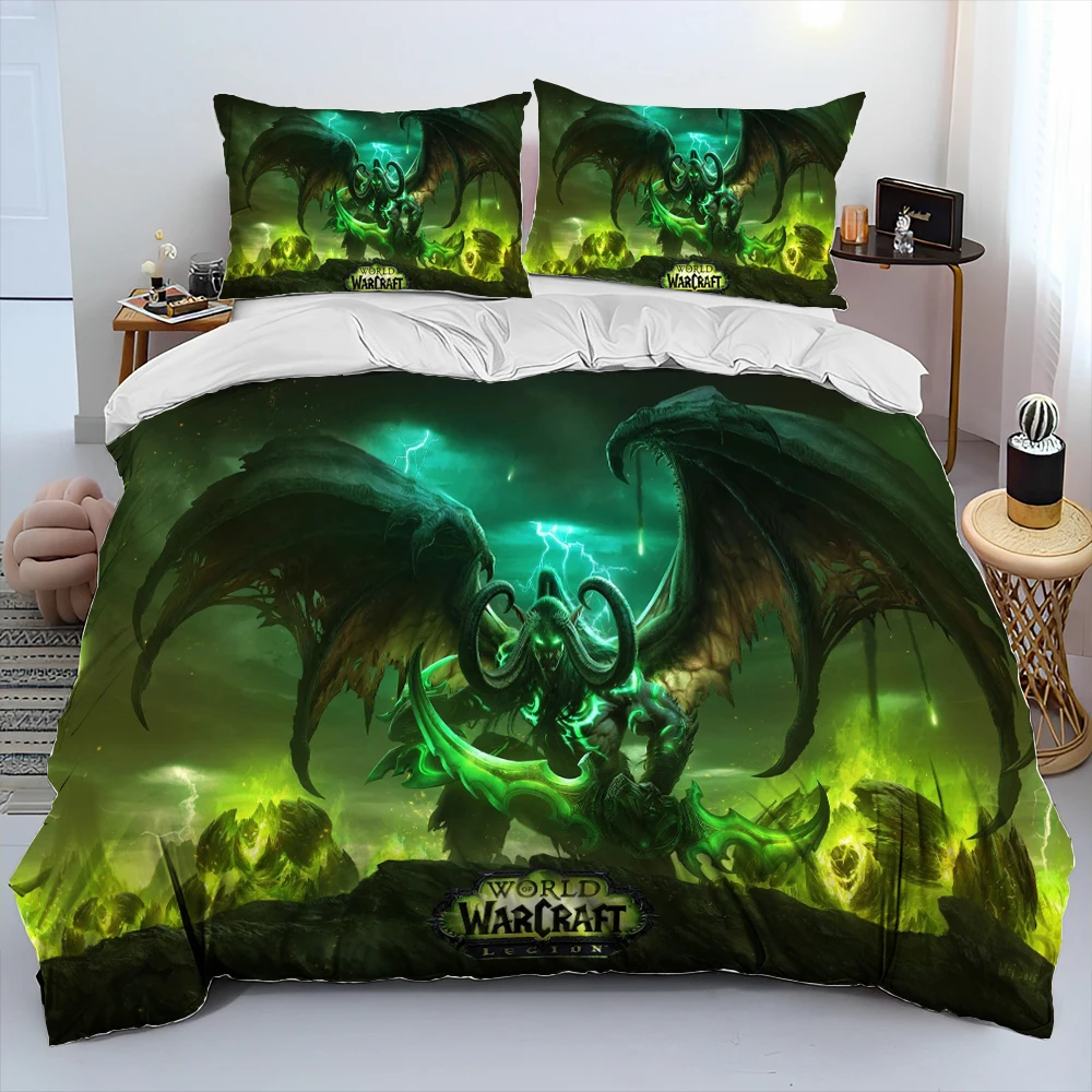 World Of Warcraft,Wow ,Game Gamer Comforter Bedding Set, Copripiumino Set Copripiumino Federa, King Queen Size Bedding Set