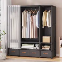 Armoire de chambre à coucher, assemblage Simple, bricolage, anti-poussière, tiroir, salle de location avec rangement épais, étagères de tri 2