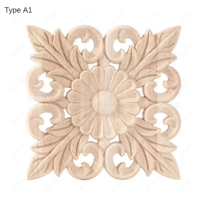 Tsadeer Appliques En Bois Naturel Fleur Carrée Décalcomanies