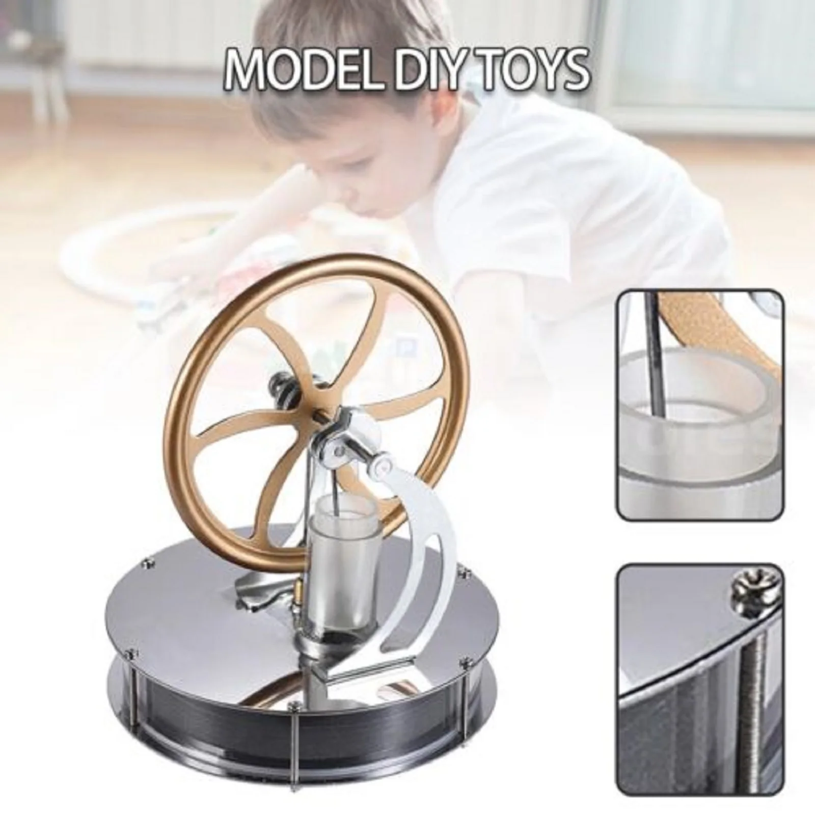 

Low Temperature Stirling Engine Motor Steam Heat Education Model Toy Stainless Steel DIY Kit For Kids Christmas Gift Ornament