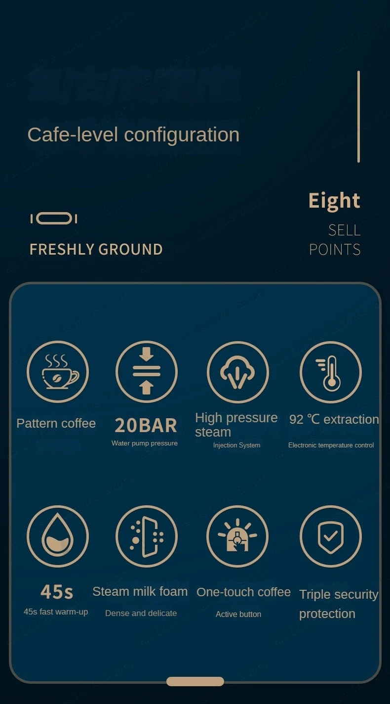 Description Picture 3 of item20bar Espresso Machine Semi-automatic Household High-pressure Extraction Coffee Machine Multi-function Steam Milk Frother