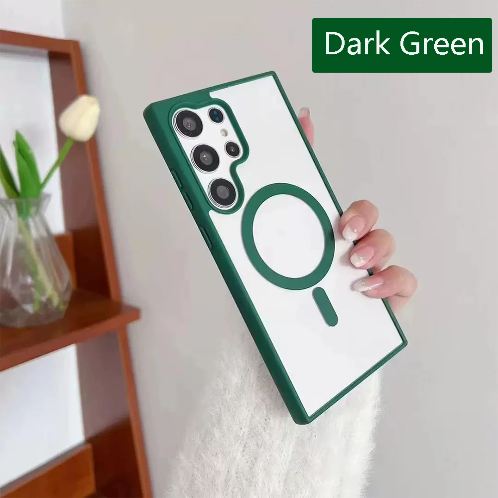 Sleek Magnetic Clear Acrylic Phone Case with Matte Soft Cover